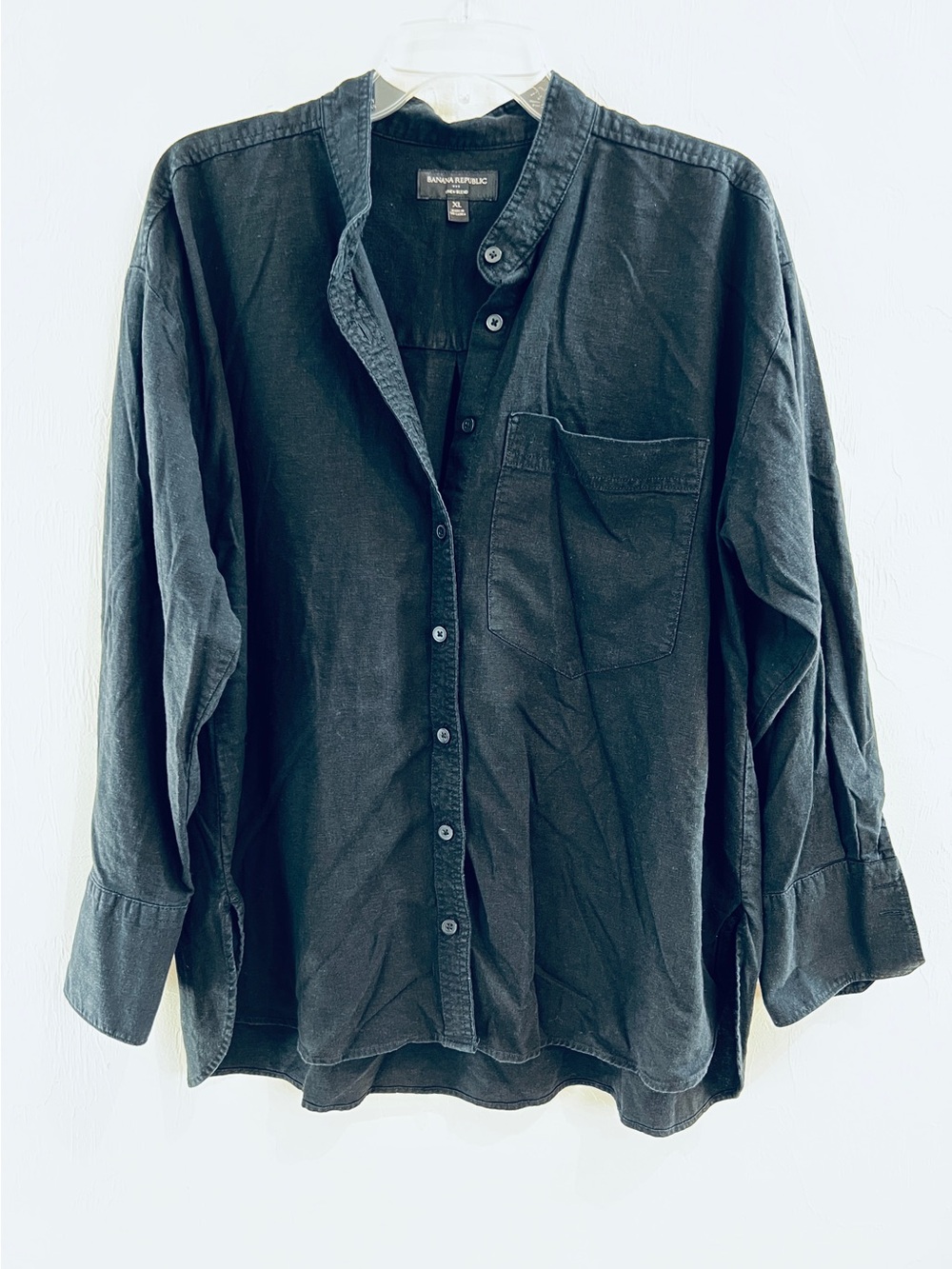 Banana Republic Black Linen Button-Up Shirt